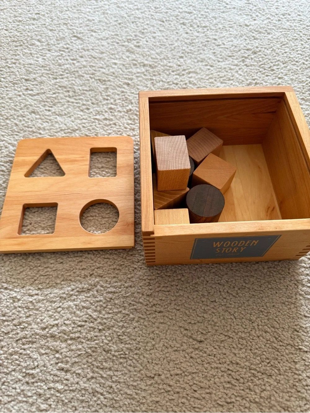 NIB Wooden Story Shape Sorter